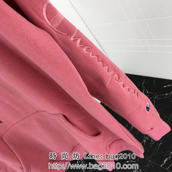 CHAMPION日版冠軍 爆款 手臂刺繡 磨毛抓絨 豆沙粉連帽衛衣 情侶款 ydi1381